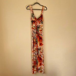 Tropical print maxi sundress